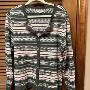 Croft and Barrow pink and gray cardigan